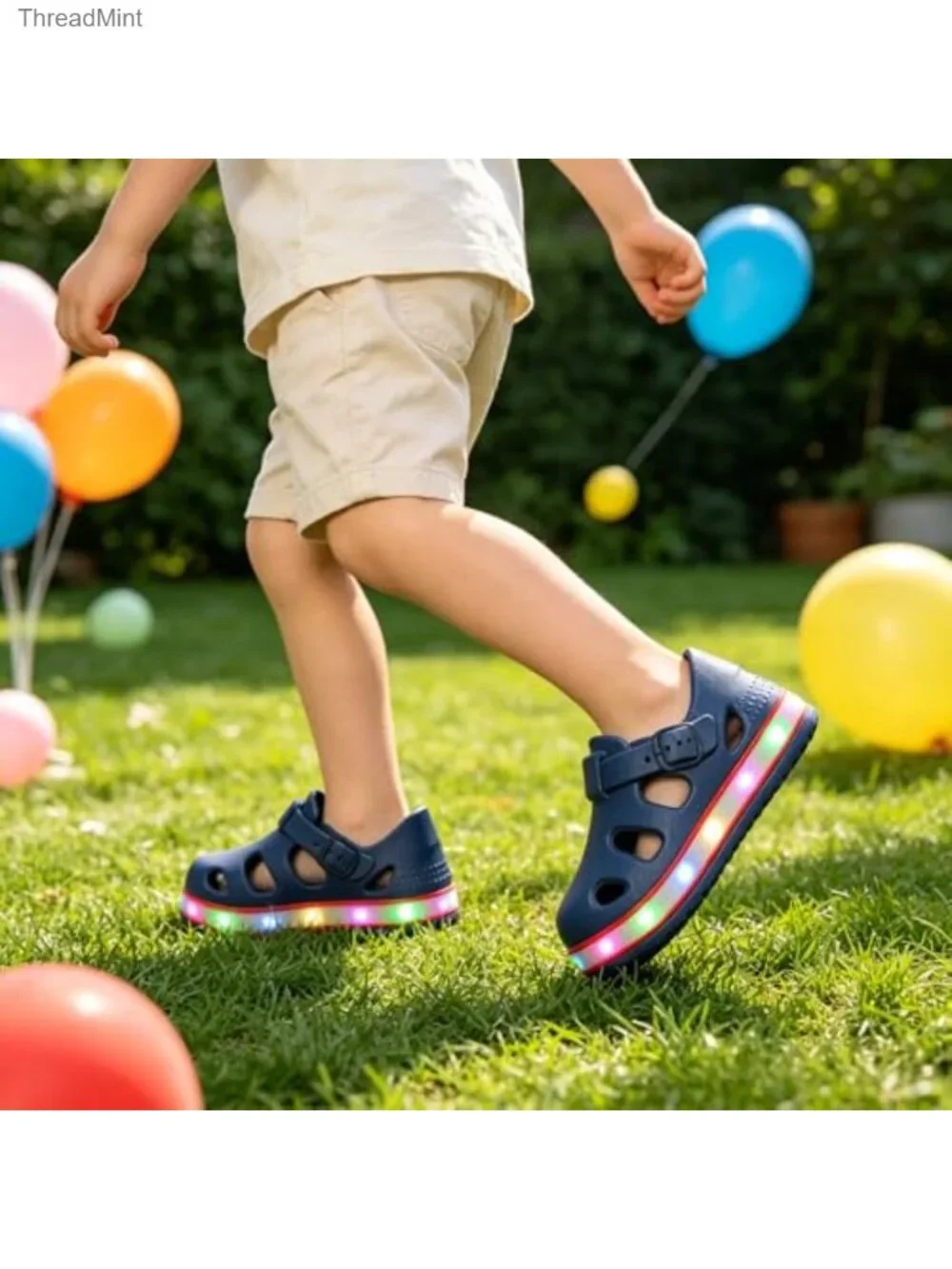 Toddler Light Up Sandals Adjustable Closed Toe EVA Non-Slip Quick-Dry Water